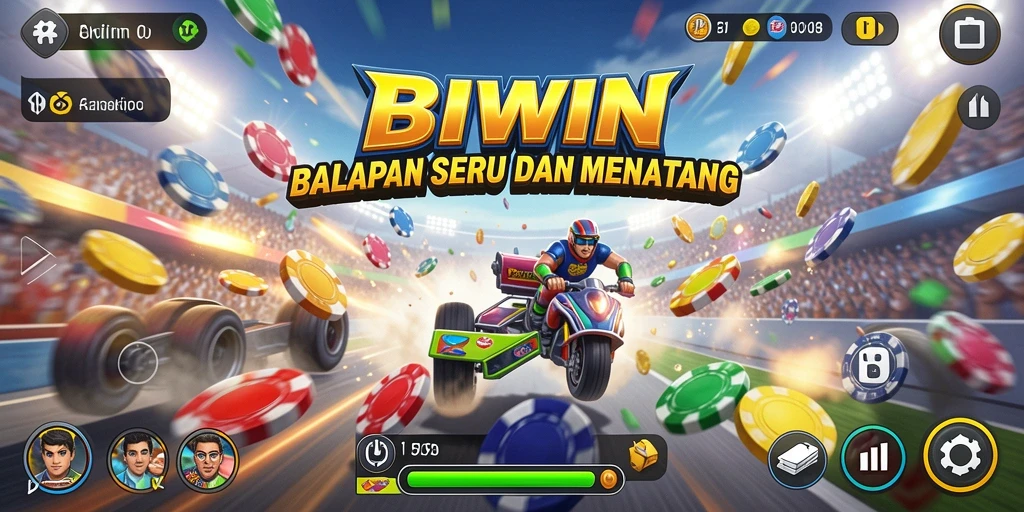 Tampilan balapan seru di BIWIN dengan mobil cepat.