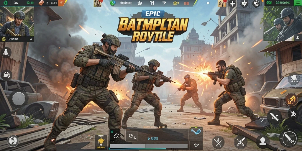 Tangkapan layar gameplay <strong>IDRRP</strong> menunjukkan pertempuran seru di arena Battle Royale.