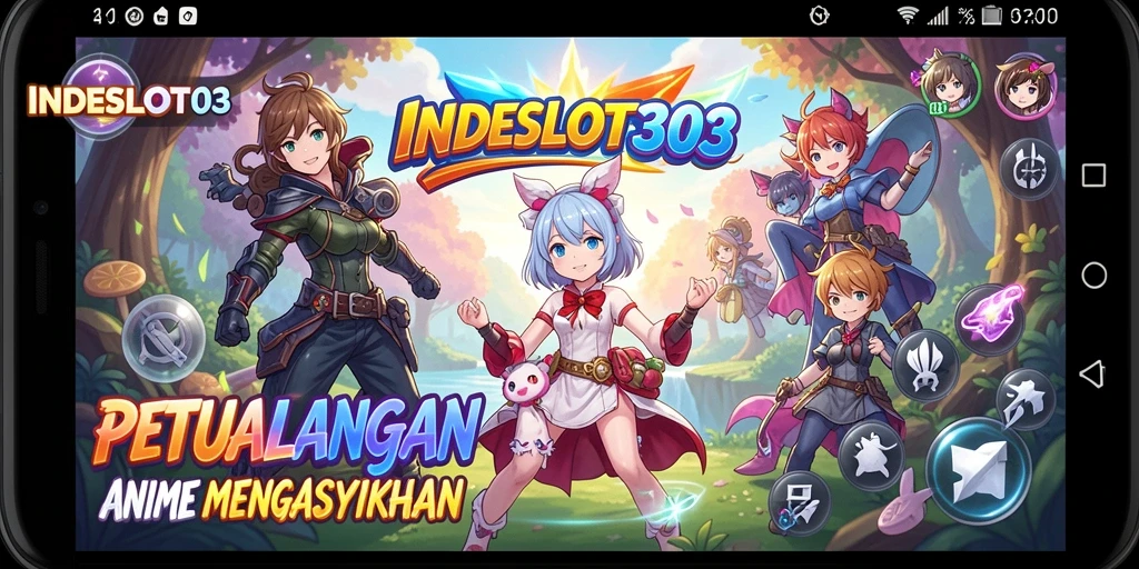 Tampilan gameplay seru dengan karakter anime yang menawan.