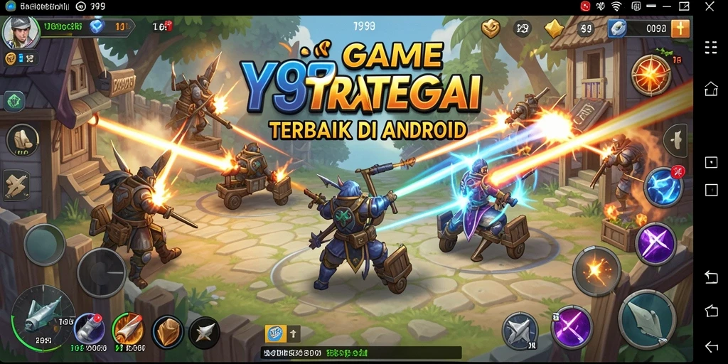 Tangkapan layar utama Y89 menampilkan aksi pertempuran strategi.